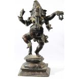 BRONZE FIGURE OF GANESHA, Indian or South East Asian, cast standing on one leg, height 23cm;