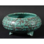 CHINESE ROBINS EGGS GLAZE TRIPOD BOWL, DING, probably 19th century, of squat ovoid form with