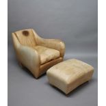 MATTHEW HILTON 'BALZAC' LEATHER ARMCHAIR & FOOTSTOOL the chair designed by Matthew Hilton for SCP,