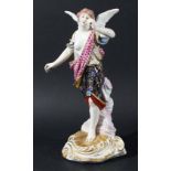 DERBY STYLE FIGURE OF FAME, 18th century style, modelled as an angel, on a rococo base, height 29cm