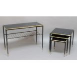 DESIGNER NEST OF TABLES - J W PAYNE a nest of 3 tables circa 1960's, each with brass and metal bases