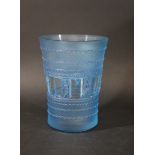 LALIQUE VASE - FLORENCE a blue stained frosted and clear glass vase in the Florence design, with