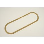 AN 18CT. GOLD FLAT SNAKE LINK NECKLACE 45cm. long, 25.2 grams.