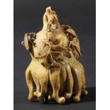 CHINESE IVORY SNUFF BOTTLE, 19th century, carved as a finger citron with insects and flowers, height