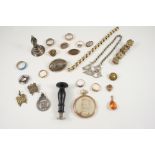 A QUANTITY OF JEWELLERY including a Victorian gold and half pearl ring, a gold and pearl set