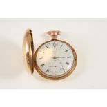 AN 18CT. GOLD FULL HUNTING CASED POCKET WATCH BY GRIMALDE & JOHNSON, STRAND the signed white