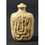 CHINESE IVORY SNUFF BOTTLE, 19th century, carved as a finger citron, height 8.5cm