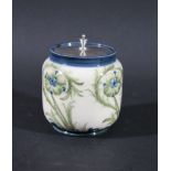 MACINTYRE PRESERVE POT - STONIER & CO, LIVERPOOL painted with flowers and foliage on a white ground,