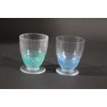 LALIQUE GLASSES - COCKEREL 2 glasses in the Cockerel design, one blue stained and one green. Both