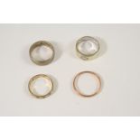 FOUR ASSORTED 9CT. GOLD WEDDING BANDS total weight 13.4 grams.