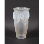 RENE LALIQUE VASE - CEYLAN an opalescent and frosted glass vase in the Ceylan design, the pairs of