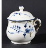 CHANTILLY CUSTARD CUP AND COVER, circa 1750, blue painted with trailing flowers and leaves, the
