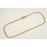 AN 18CT. GOLD BRICK LINK CHAIN NECKLACE 40cm. long, 14 grams.