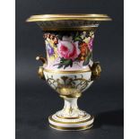 DERBY CAMPANA VASE, early 19th century, painted in the manner of 'Quaker' Pegg with a band of