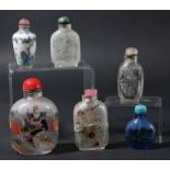 COLLECTION OF CHINESE INTERIOR PAINTED SNUFF BOTTLES, 19th and 20th century, with various scenes,