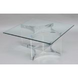 ALESSANDRO ALBRIZZI - DESIGNER TABLE a designer coffee table, with a curved metal and lucite base