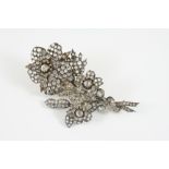A LARGE PASTE SET FOLIATE SPRAY BROOCH set overall with graduated white paste stones, in silver,