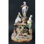 MEISSEN STYLE HUNTING CENTREPIECE, 19th century, possibly Montreuil, a hound chasing a deer around a