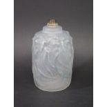 LALIQUE SCENT BOTTLE - SIRENES a frosted and blue stained scent bottle in the Sirenes design,