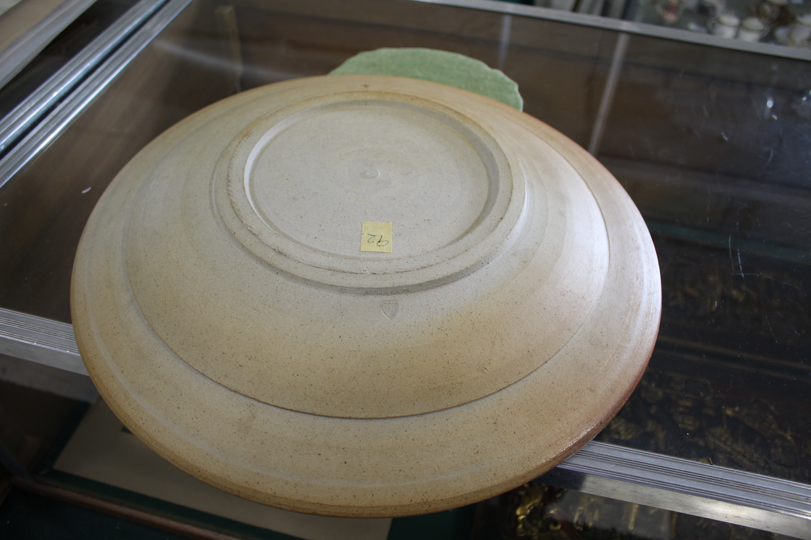 JOHN LEACH - LARGE CIRCULAR DISH a large stoneware dish, the centre glazed. Impressed marks to the - Image 4 of 5