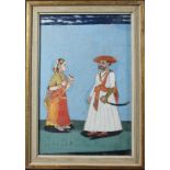 SET OF THREE INDIAN MINIATURES, probably Punjab and 19th century, each painted with a young couple