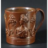 VICTORIA AND ALBERT SALT GLAZED STONEWARE COMMEMORATIVE TANKARD, possibly Derbyshire, the pair of