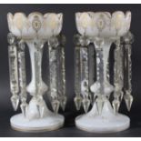 PAIR OF BOHEMIAN STYLE GLASS LUSTRES, late 19th century, the frosted bodies with gilt decoration,