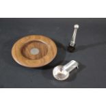 LORD DAVID LINLEY - DISH & BOTTLE STOPPER including a turned wooden circular dish inset with a