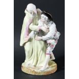 GERMAN PORCELAIN GROUP, possibly Meissen Marcolini, of an older man holding back a younger man, on a