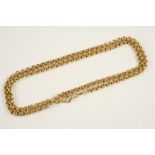 A 9CT. GOLD CHAIN NECKLACE formed with circular double links, 60cm. long, 12.7 grams.