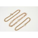 A 9CT. GOLD OVAL LINK BRACELET 21cm. long, 17.9 grams, together with a 9ct. gold curb link bracelet,