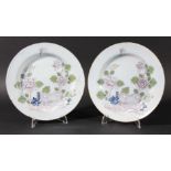 PAIR OF ENGLISH DELFT PLATES, mid 18th century, possibly Liverpool, painted in a Fazakerley style