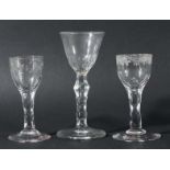 COLLECTION OF GLASSWARE, to include rummers, faceted stem wines and a set of jelly glasses (14)