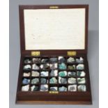 MAHOGANY COLLECTORS BOX OF MINERALS, early 20th century, the hinged cover enclosing a fitted