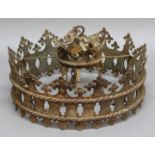 IRON CEILING CROWN, with gothic style trefoil foliate decoration above piercing and rope twist