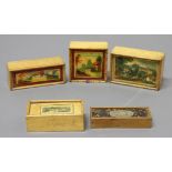 COLLECTION OF FOUR TUNBRIDGE WARE BOXES, to include views of Penshurst Castle, Church and Village,