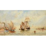 GEORGE WEATHERILL (1810-1890) FISHING BOATS, WHITBY Signed, watercolour 10.5 x 19.5cm. ++ Some