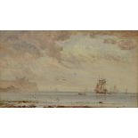 GEORGE WEATHERILL (1810-1890) A CALM, OFF WHITBY Watercolour 11.5 x 21cm. ++ Slightly pale