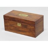 GEORGE III MAHOGANY TEA CADDY, of rectangular form, the interior with twin lidded canisters and