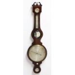 MAHOGANY WHEEL BAROMETER, circa 1830, by J Zenone, Edinburgh, with silvered dials, height 111cm