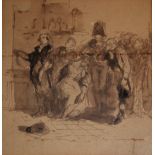 ATTRIBUTED TO SIR DAVID WILKIE, RA (1785-1841) FIGURES AT AN EXECUTION Pen and brown ink and brown