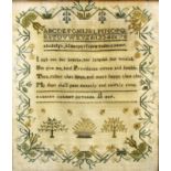 VICTORIAN SAMPLER, by Harriet Goldby, dated October 24th 1837, worked with a rhyme, 32.5cm x 27cm;