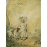 FOLLOWER OF RICHARD COSWAY, RA (1742-1821) PORTRAIT OF A CHILD WITH HER DOG Each depicted standing