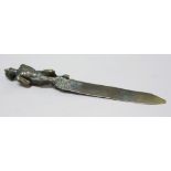 HANS LEDWINA, Letter opener with a satyr handle, signature, brown patinated bronze, length 29.5cm