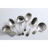 VARIOUS:- Six assorted George III / IV caddy spoons (four with initials), mixed makers & dates;