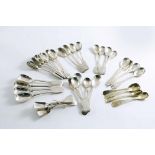 A QUANTITY OF IRISH CONDIMENT/EGG SPOONS:- A set of Six Victorian egg spoons, four sets of four