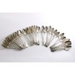 IRISH FIDDLE RATTAIL TEA SPOONS:- A set of twelve tea spoons by M. West & Sons, Dublin 1825, another
