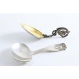 NORWAY, SWEDEN:- An early 20th century Norwegian caddy spoon with a stylised dragon handle & a