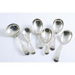 YORK:- Six various antique caddy spoons, each one hallmarked and struck with one of the following