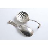 YORK:- A George III caddy spoon with a drop-shaped bowl & Thread pattern stem, dividing into three